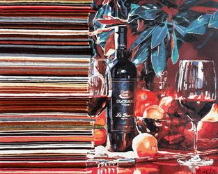 Натюрморт с вином и фруктами
