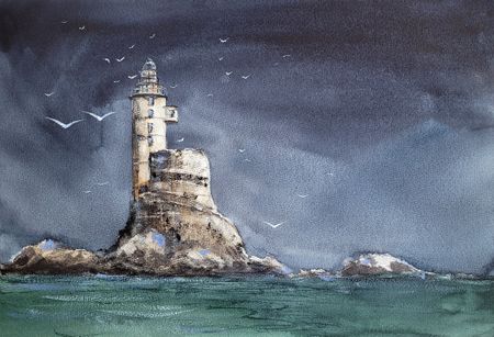 Светлана Юматова (Авторская графика - 
                  37 x 25 см) Шторм на Аниве