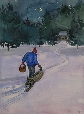 Елена Санина (Авторская графика - 
                  30 x 42 см) Красная шапочка