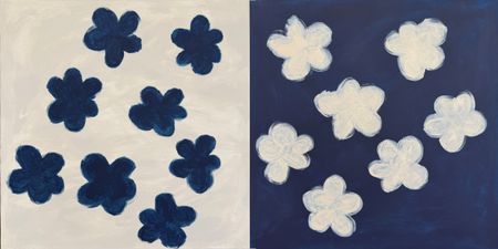 Саша Робинсон (Картина, живопись - 
                  120 x 60 см) Диптих. Сине-белая абстракция