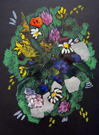 Инна Сумина (Авторская графика - 
                  21 x 29.7 см) Трава у дома 3