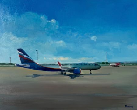 Ольга Бронских (Картина, живопись - 
                  50 x 40 см) Самолет авиакомпании Аэрофлот