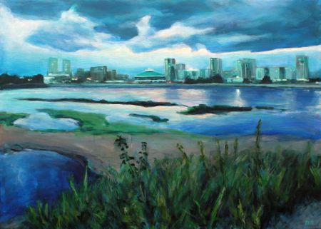 Денис Русаков (Картина, живопись - 
                  70 x 50 см) Вечерний Челябинск