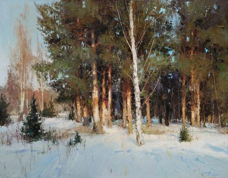 Евгений Бурцев (Картина, живопись - 
                  100 x 80 см) На лесной окраине