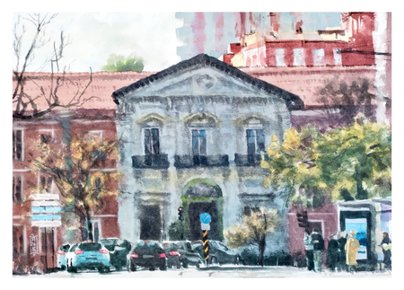 Александр Кормилицын (Авторская графика - 
                  42 x 30 см) Мимолетная встреча в Рату