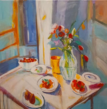 Ольга Чужакова (Картина, живопись - 
                  60 x 60 см) Садовое утро