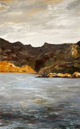 Оксана Горбунова (Картина, живопись - 
                  50 x 80 см) Закат. Аквариум-Бэй