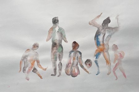 Лина Кордюченко (Авторская графика - 
                  60 x 40 см) Оммаж на купание Сезанна