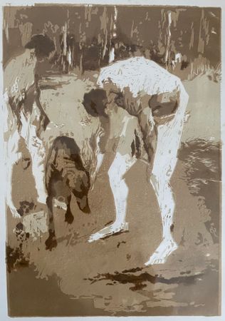 Лена Троянская (Графика печатная - 
                  30 x 40 см) Мальчик с собакой