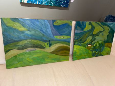 Марианна Чайка (Картина, живопись - 
                  70 x 50 см) Диптих. Симфония Зеленых Гор. Часть 1