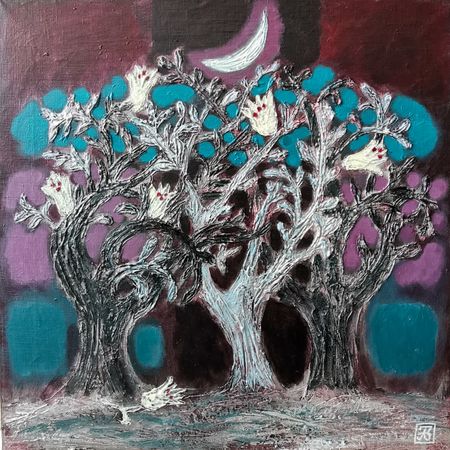 Зарина Абисалова (Картина, живопись - 
                  60 x 60 см) Цветущая ночь