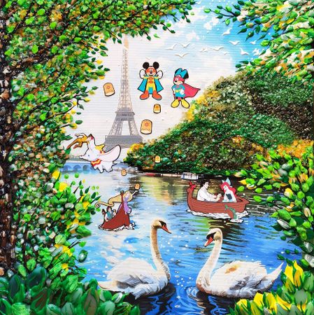 Ирина БАСТ (Картина, живопись - 
                  60 x 60 см) Любовное настроение Парижа