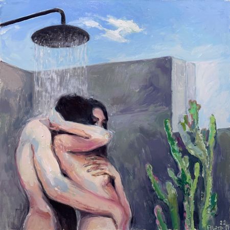 Илья Филатов (Картина, живопись - 
                  60 x 60 см) Дуа. Душ
