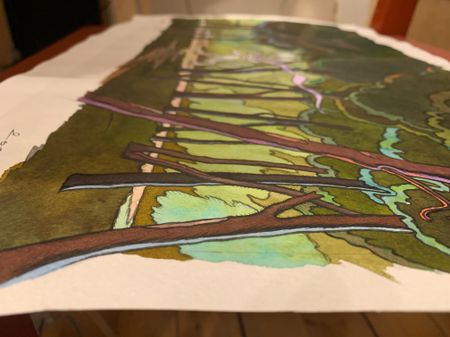 Петр Захаров (Авторская графика - 
                  50 x 24 см) Дама с собачкой