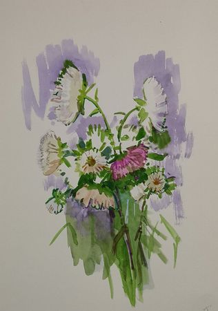 Елена Санина (Авторская графика - 
                  30 x 42 см) Астры #2