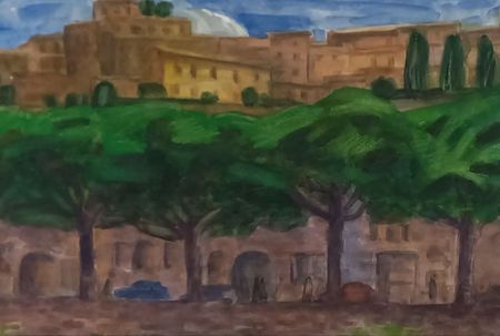 Светлана Атаханова (Авторская графика - 
                  55.5 x 35.5 см) Умбрийский пейзаж