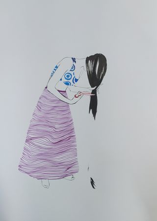Юля Степанова (Авторская графика - 
                  29 x 42 см) Стрижка