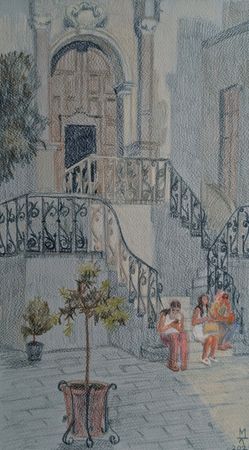 Екатерина Маланьина (Авторская графика - 
                  25.5 x 43.5 см) Вечер в Чефалу