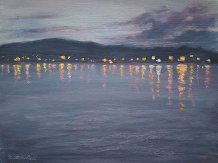 Заира Жабали (Картина, живопись - 
                  23.5 x 18 см) Вечер