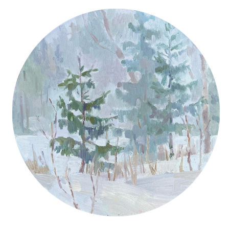 Мария Волкова (Картина, живопись - 
                  43 x 43 см) Снежный март