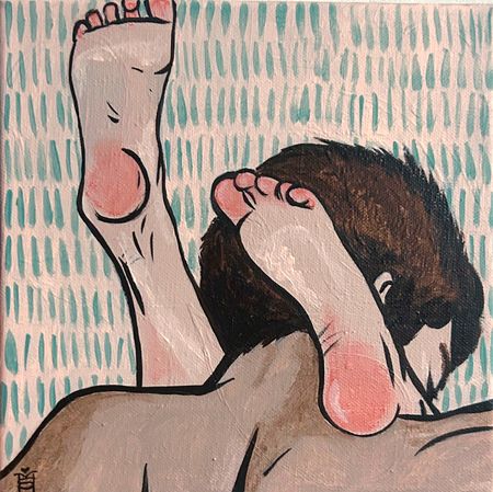 Мария Субботина (Картина, живопись - 
                  20 x 20 см) Ноги вверх!