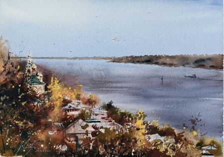 Жанна Губина (Авторская графика - 
                  36 x 26 см) Осенний Плес