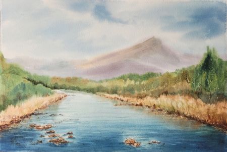 Светлана Юматова (Авторская графика - 
                  56 x 38 см) На реке