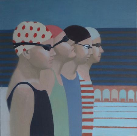 Дарья Ефремова (Картина, живопись - 
                  55 x 55 см) Пловцы