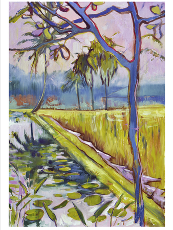 Марфа Малютина (Графика печатная - 
                  50 x 70 см) THE SUNSET IN A RICE FIELD