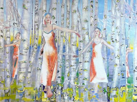 Ольга Бордей (Картина, живопись - 
                  120 x 90 см) Тени уходят в березовую рощу