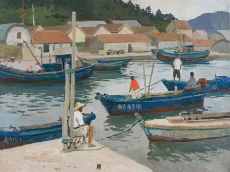 Николай Водолазский (Картина, живопись - 
                  80 x 60 см) Китай. Рыбколхоз