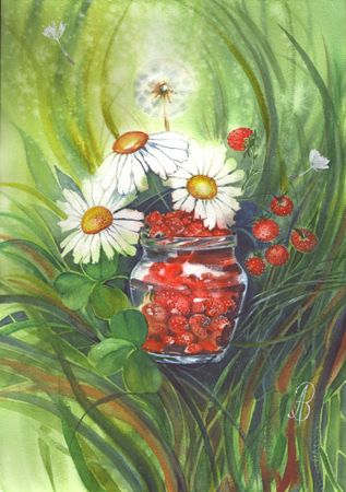 Алла Валежина (Авторская графика - 
                  29 x 42 см) Станция Земляничная