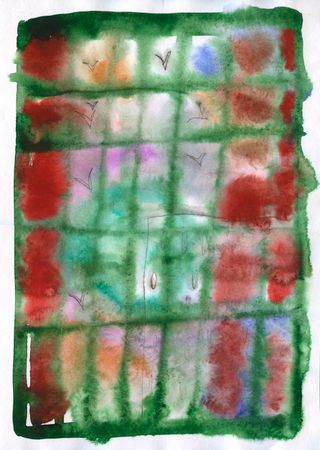 Оля Душкина (Авторская графика - 
                  29.7 x 42 см) Эскиз окошка