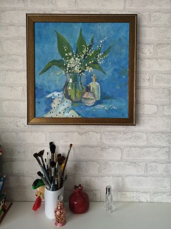 Елена Санина (Картина, живопись - 
                  40 x 40 см) Ландыши