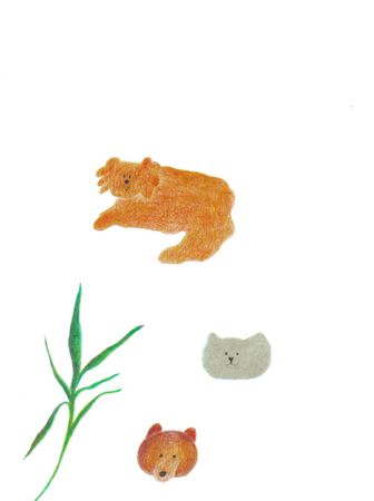 Катя Лесун (Авторская графика - 
                  15 x 21 см) Собачка, котик и мишка