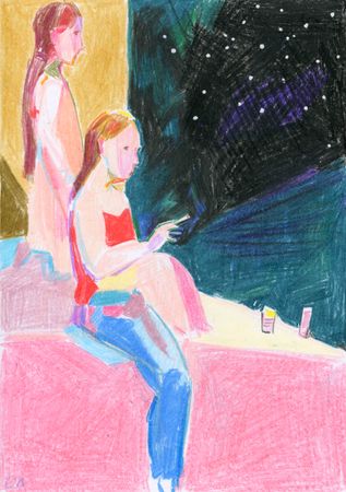 Олеся Лишаева (Авторская графика - 
                  21 x 30 см) Под звездами