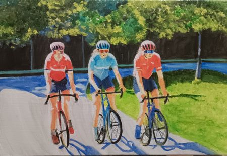 Ольга Чужакова (Картина, живопись - 
                  60 x 40 см) Велосипедистки