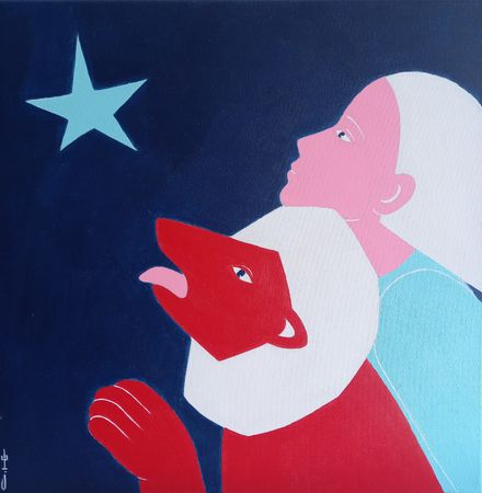 Саша Катинаускиене (Картина, живопись - 
                  30 x 30 см) Красный лев и звезда