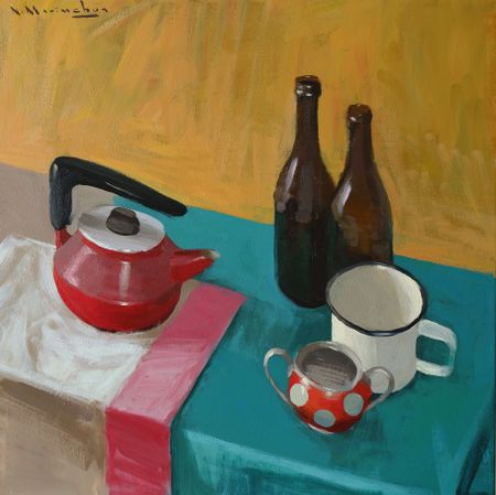 Никита Максимчук (Картина, живопись - 
                  50 x 50 см) Красный чайник