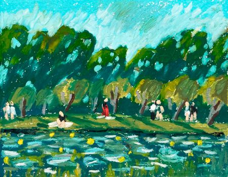 Мария Спроге (Авторская графика - 
                  19 x 14.5 см) У озера