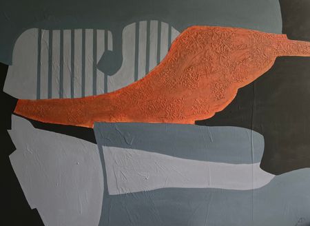 Ирина Уварова (Картина, живопись - 
                  130 x 95 см) Полоса и терракота в пространстве 1