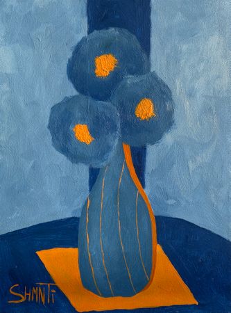 Shomina Ti (Картина, живопись - 
                  30 x 40 см) Ваза с cиними гибискусами
