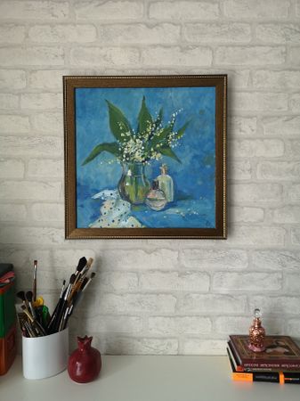 Елена Санина (Картина, живопись - 
                  40 x 40 см) Ландыши