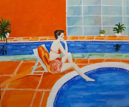 Ольга Чужакова (Картина, живопись - 
                  60 x 50 см) У бассейна