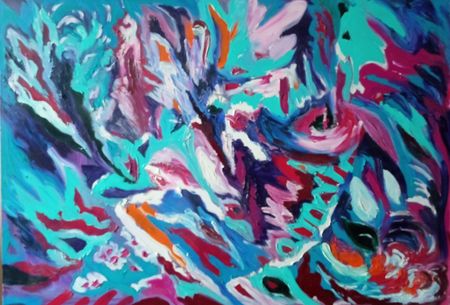Ирина Шумская (Картина, живопись - 
                  100 x 70 см) Лилии и дождь