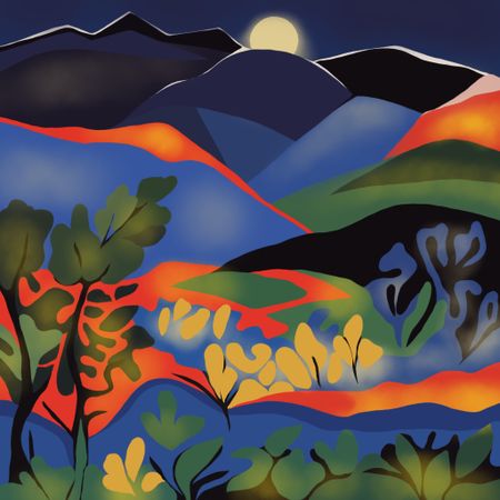 Нина Цориева (Картина, живопись - 
                  70 x 70 см) Горный пейзаж