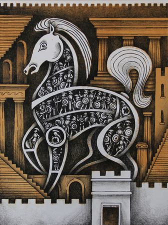 Витана Маковская (Графика печатная - 
                  25.5 x 33.5 см) Троянский конь