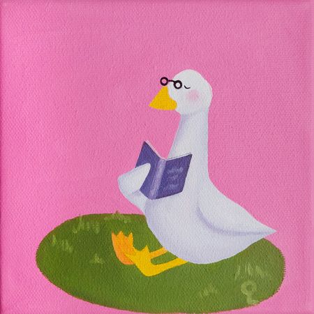 Оливия Лем (Картина, живопись - 
                  15 x 15 см) Гусик читает