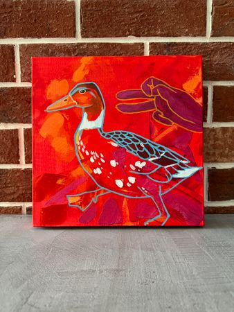 Марина Береснева (Картина, живопись - 
                  30 x 30 см) Красная утка