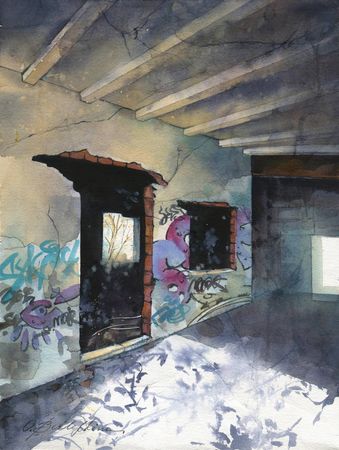 Ольга Безлепкина (Авторская графика - 
                  30 x 40 см) Стены 2